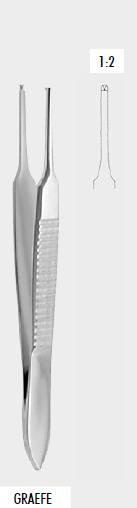 Пінцет ГРЕФЕ (GRAEFE) для райдужної оболонки, 1х2 зубці, 1,0 мм (mm)